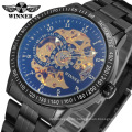 WINNER 8085  Blue Glass Water Resistant Skeleton Mechanical Sport Wrist Luxury Men Watches from China